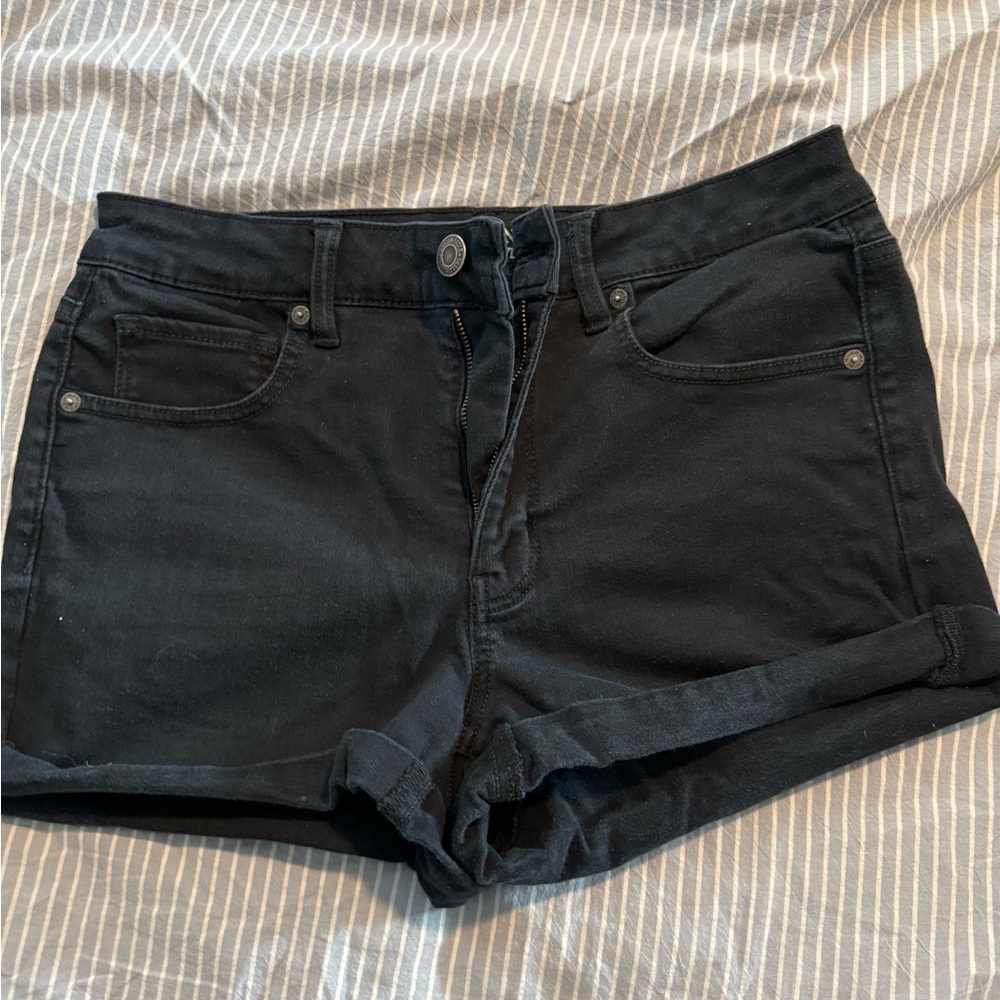 American Eagle Black Women's Denim Roll-Hem Shorts